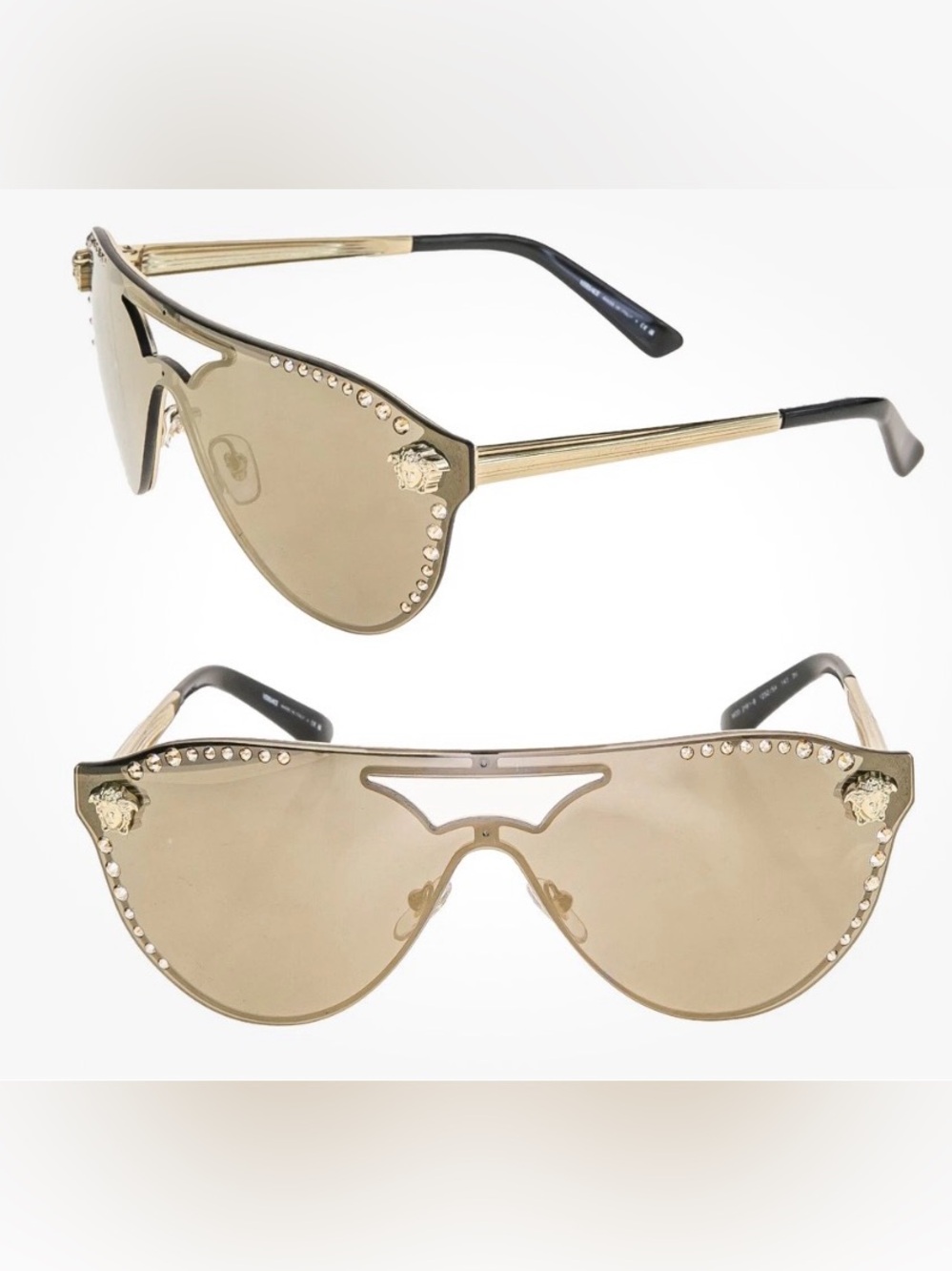 Versace Authentic Rimmed Crystal Medusa Sunglasses